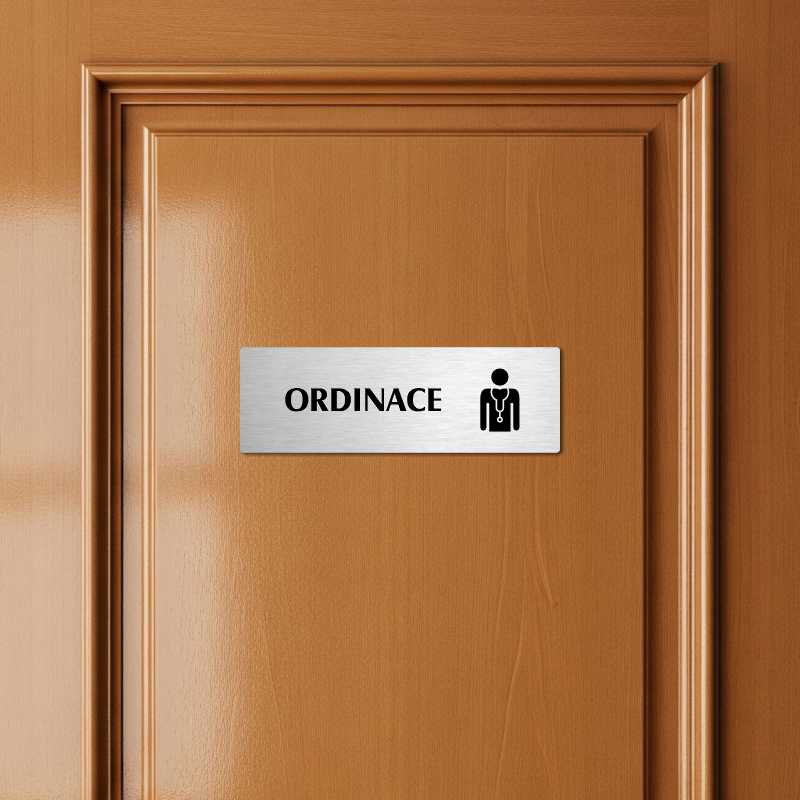 Ordinace, 200x66mm, zlatá popiska s okrasným rámečkem  